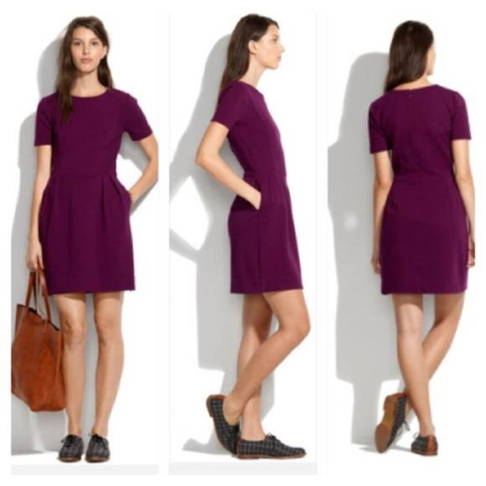 Madewell Gallerist Ponte Dress in Deep Plum